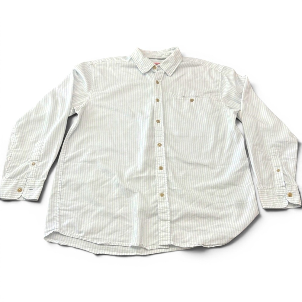 RailRiders Mens Long Sleeve Button Down RR-MES Shirt Blue White Stripe Sz Large